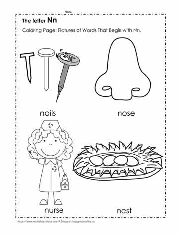 The Letter N Coloring Pictures